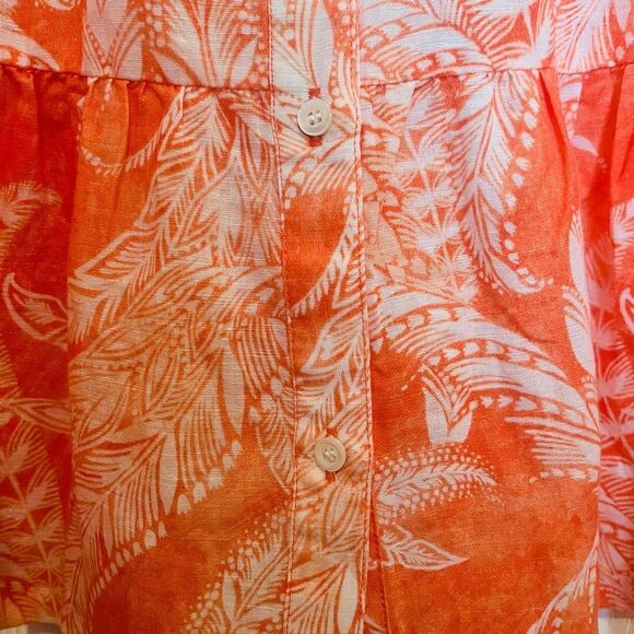 J. McLaughlin Orange and White Sundress with Bishop Sleeves - Picture 8 of 12